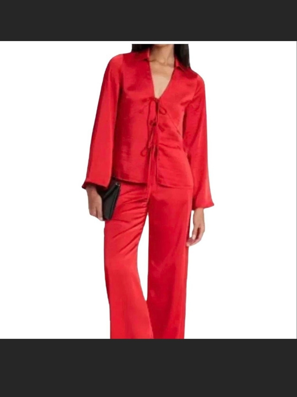 A New Day Red Satin Wide-Leg Set New Never Worned Size Medium